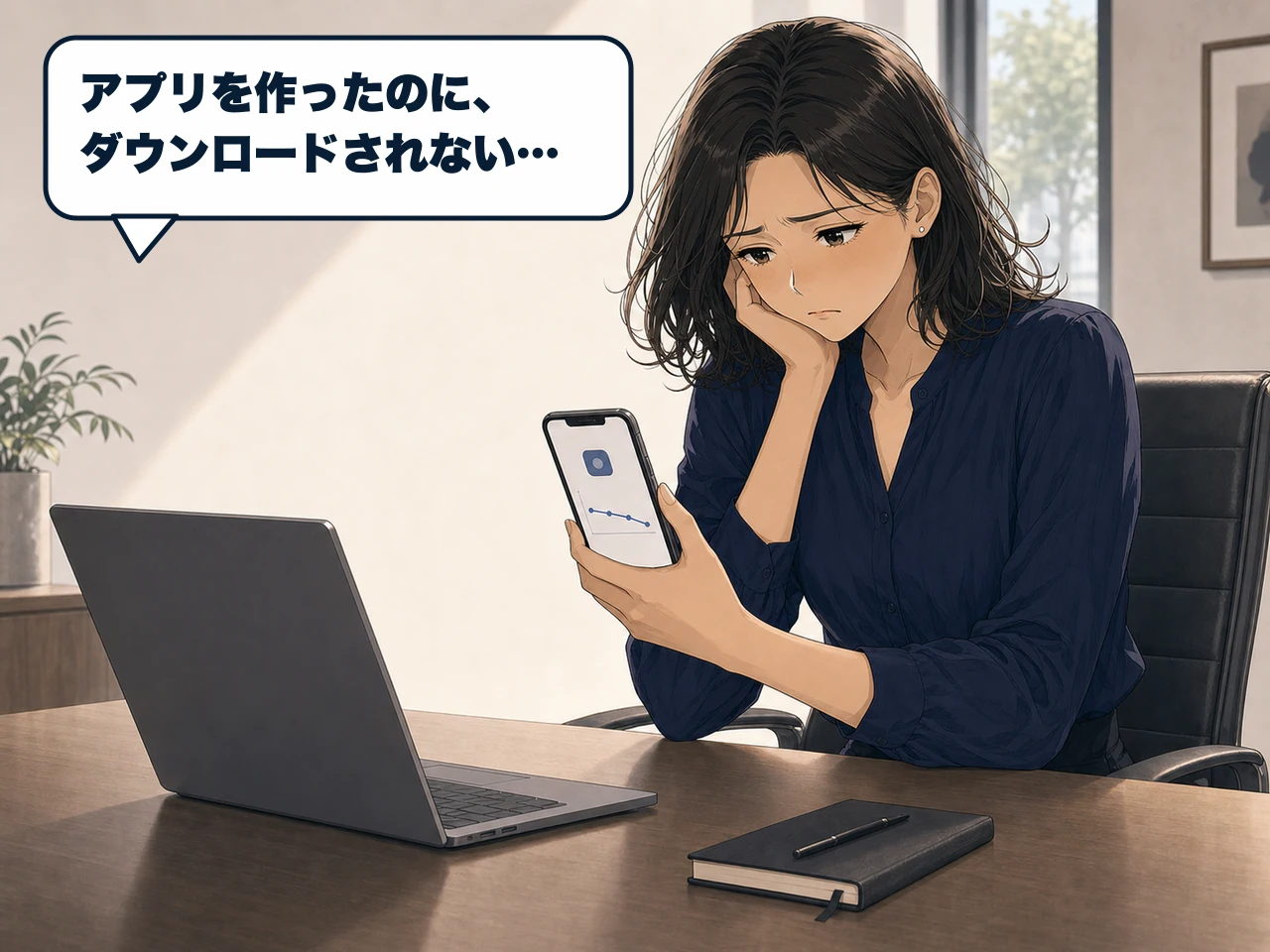 アプリを作ってもダウンロードされず悩む事業者の漫画