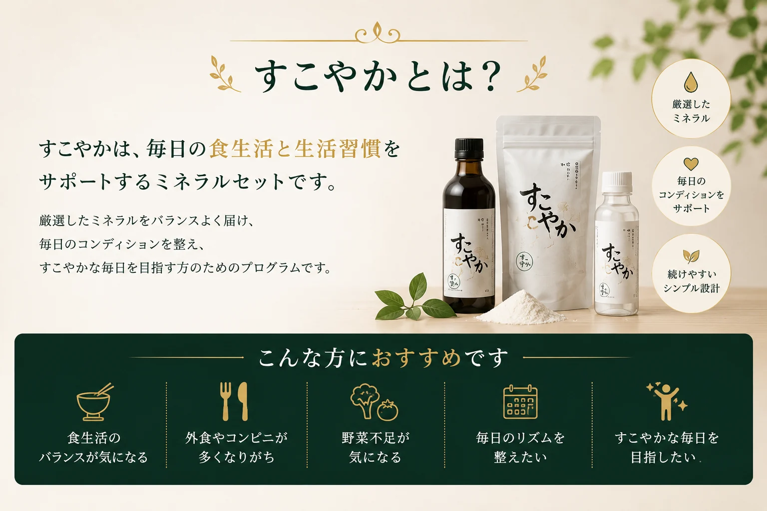 すこやかとは、食生活と生活習慣を整える商品とサポート