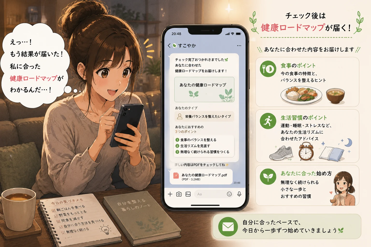 健康ロードマップをLINEで受け取るシーン