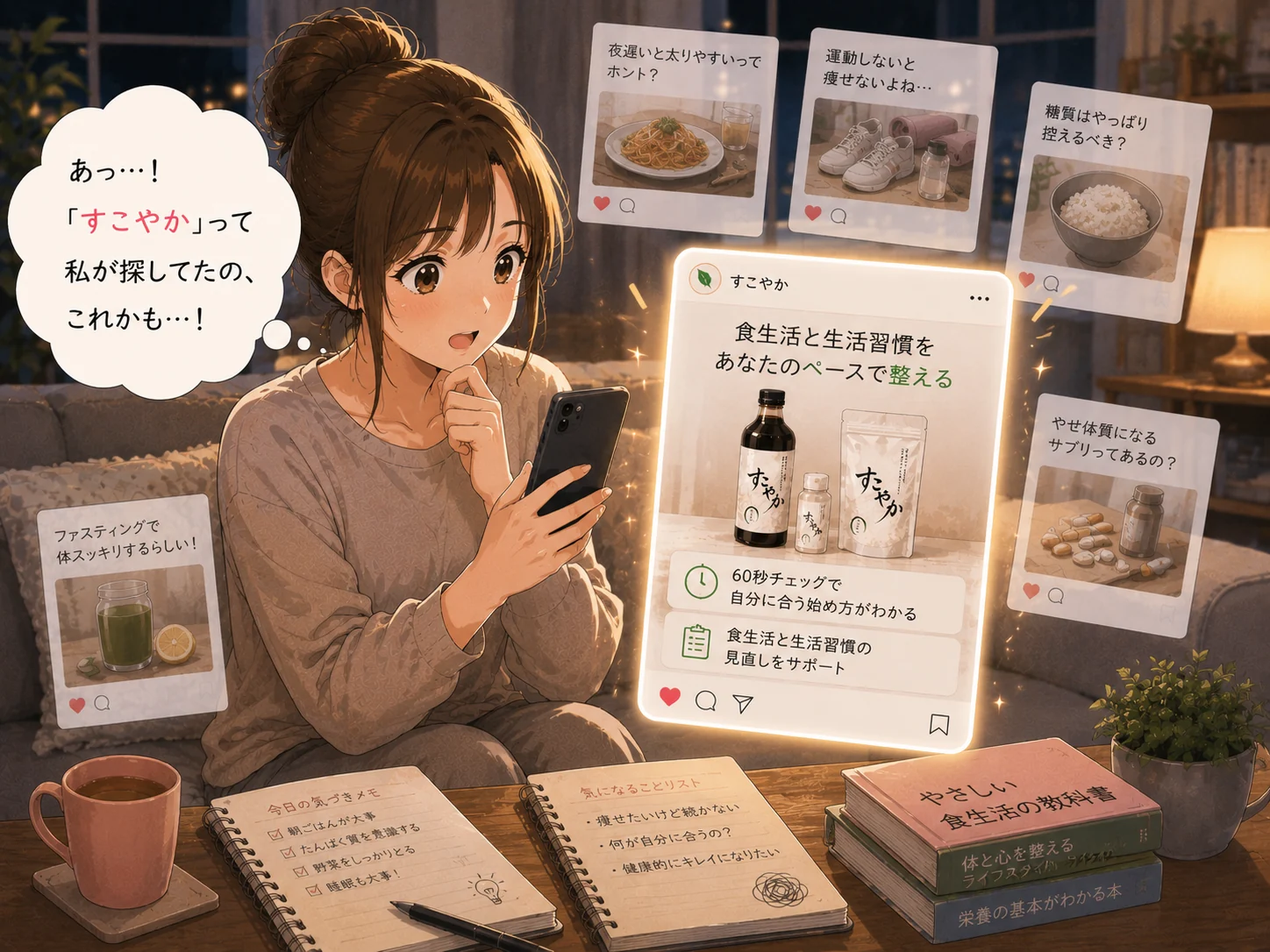 すこやか商品と出会うシーン